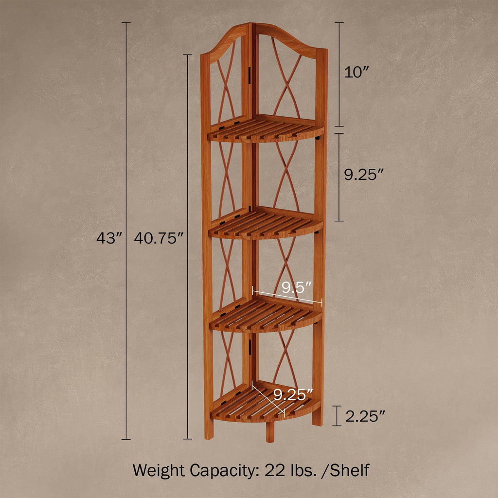4-Shelf Corner Bookcase Pecan Brown Z70181