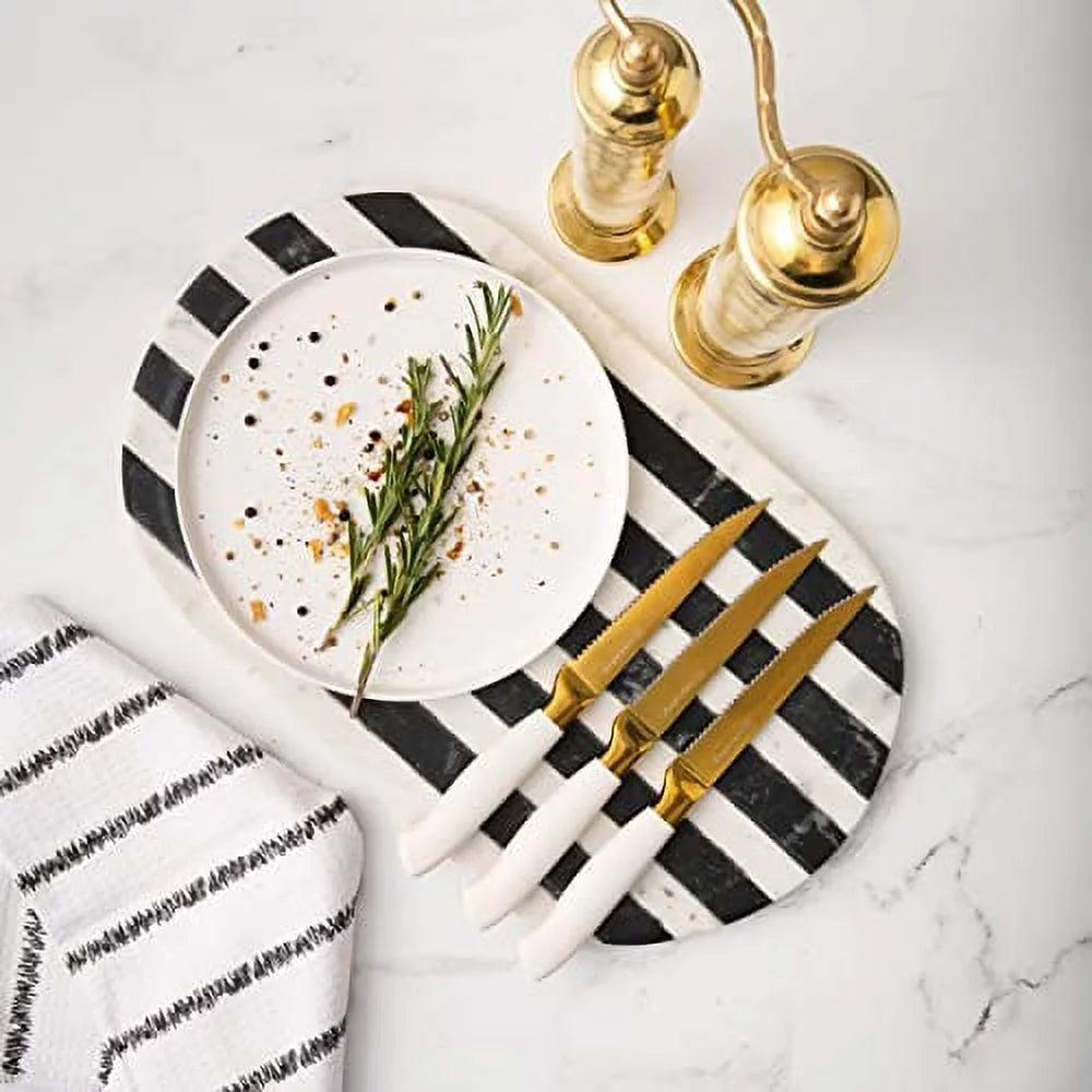14 PC Titanium Coated White and Gold Knife Set with Block R151