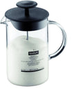 Glass Milk Frother with Handle and Black Lid 8 Ounce Z689