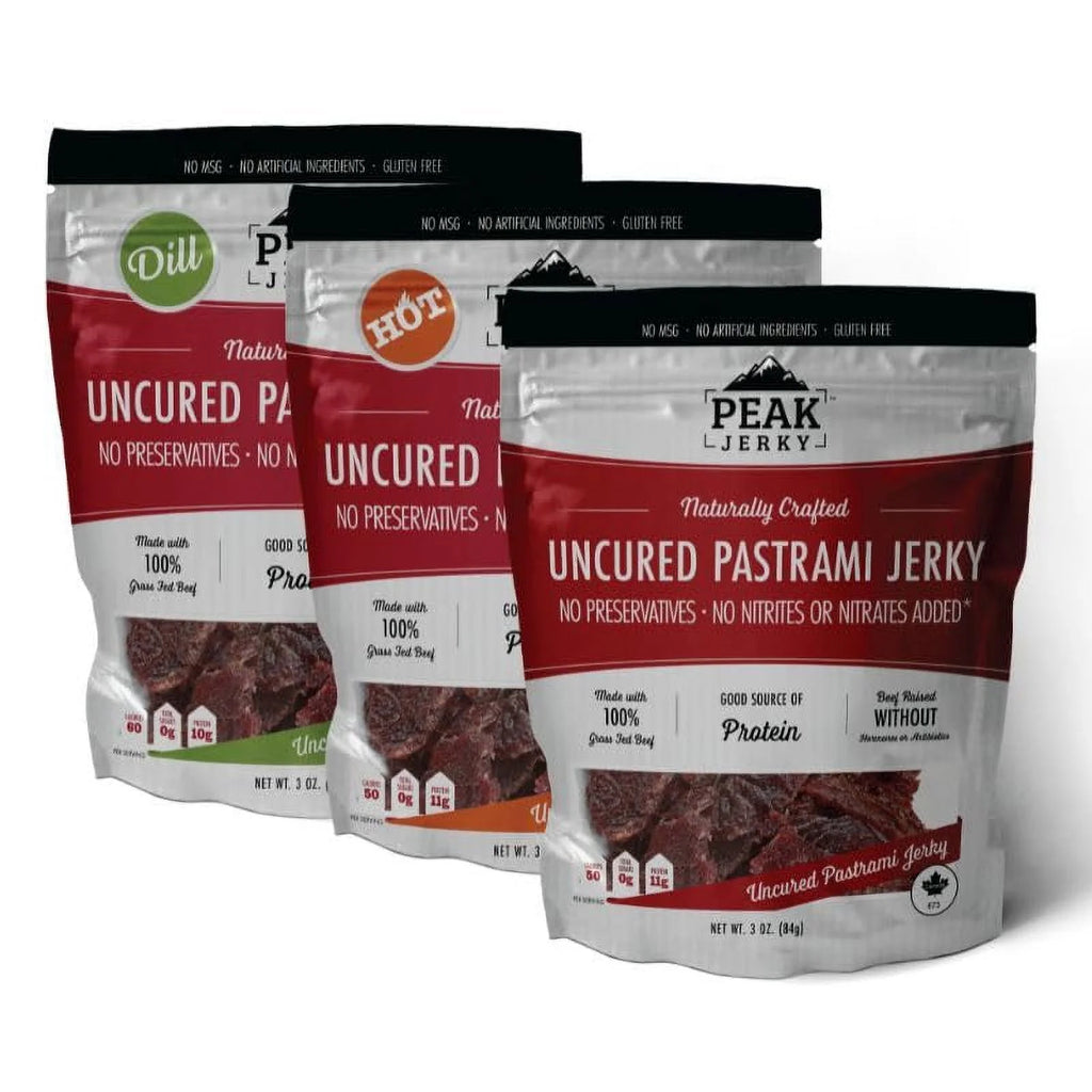 3 Pack Original Dill Hot Grass Fed Beef Jerky D536