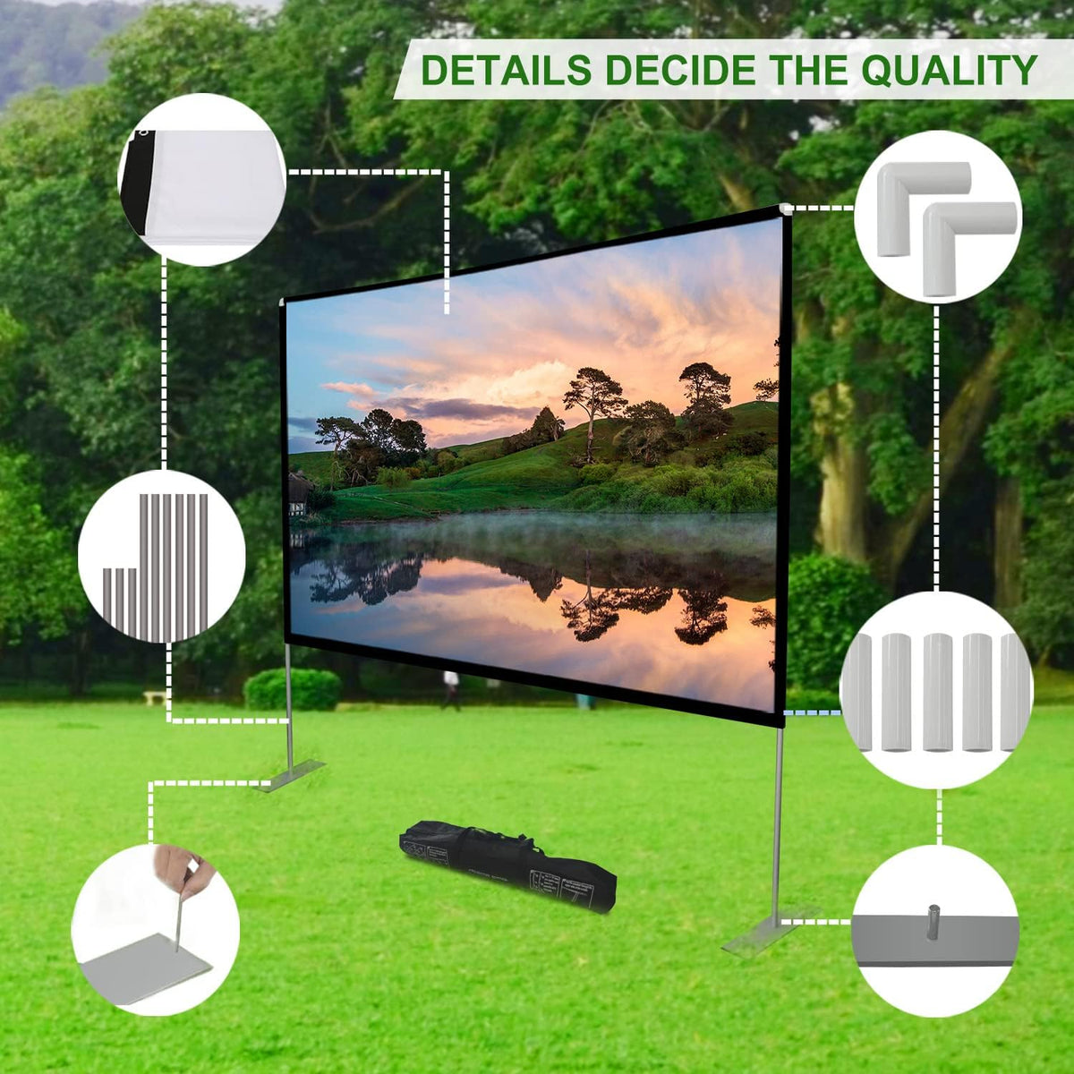 100 inch 16:9 Portable Projector Screen with Stand and Carry Bag M4757