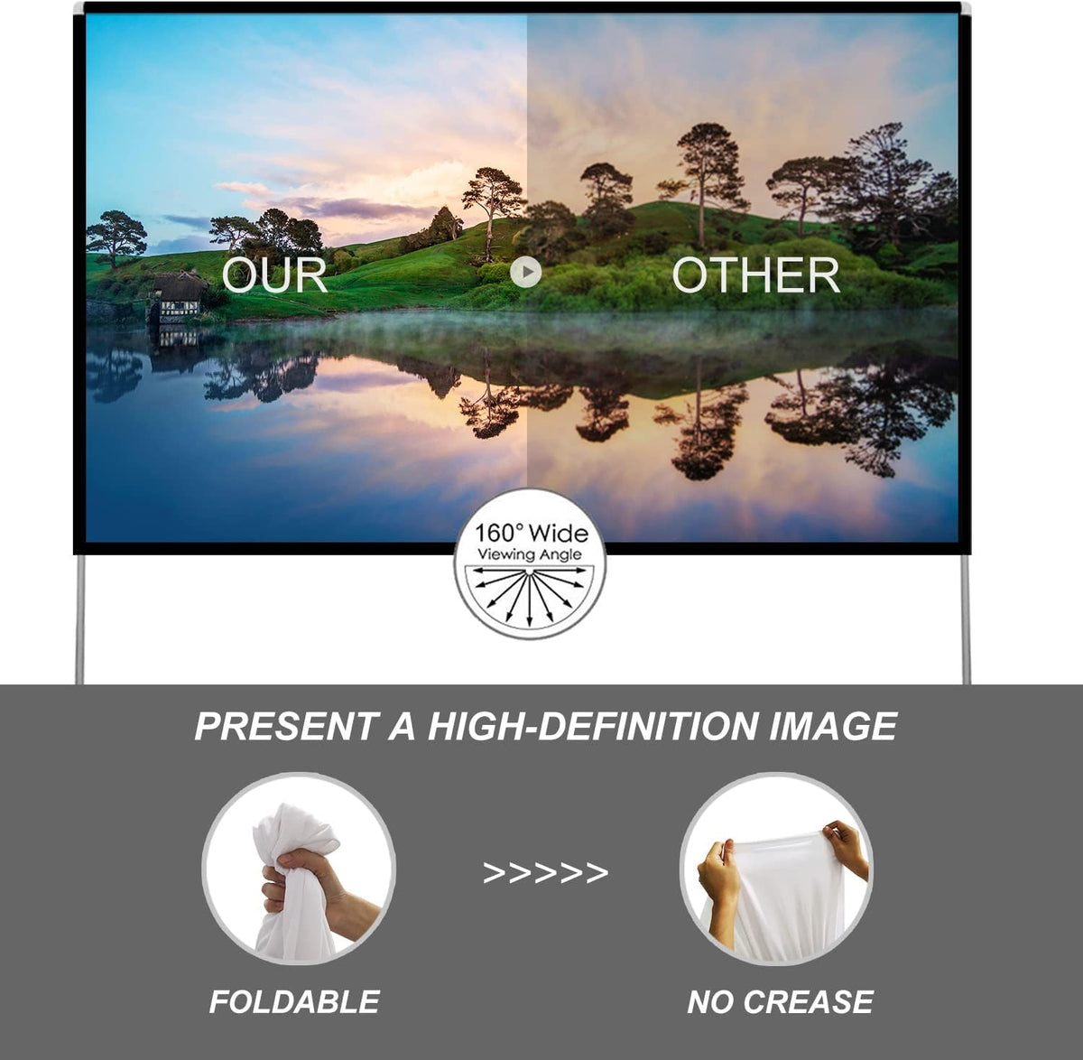 100 inch 16:9 Portable Projector Screen with Stand and Carry Bag M4757