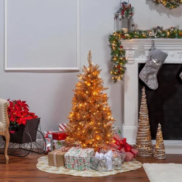 4 ft. H Rose Gold Tinsel Tree X63902