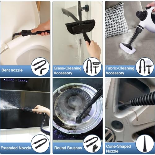 White Handheld Steam Cleaner with 10 Accessory Kit T185