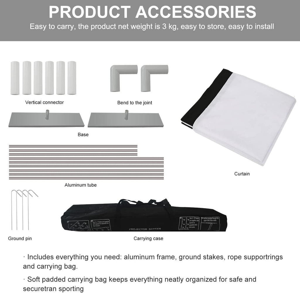 100 inch 16:9 Portable Projector Screen with Stand and Carry Bag M4757
