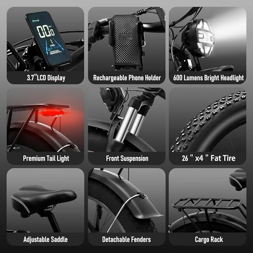 52V 23AH 2000W 21-Speed 35MPH 26" x 4.0 Fat Tire Electric Bike with Removable Battery Z991749
