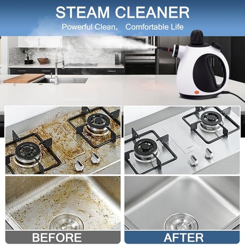 White Handheld Steam Cleaner with 10 Accessory Kit T185