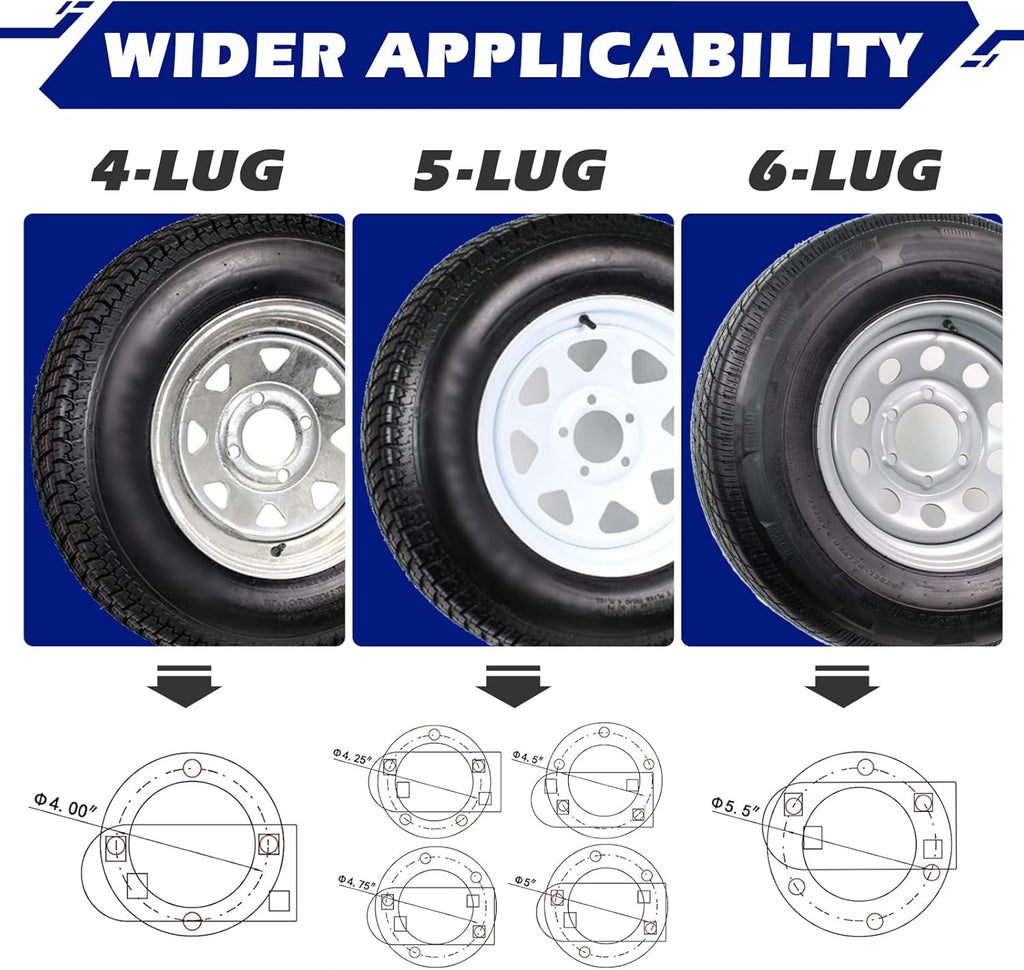 Stake Pocket Spare Tire Carrier Mount for 4, 5, 6 Lugs Trailer Wheels G843