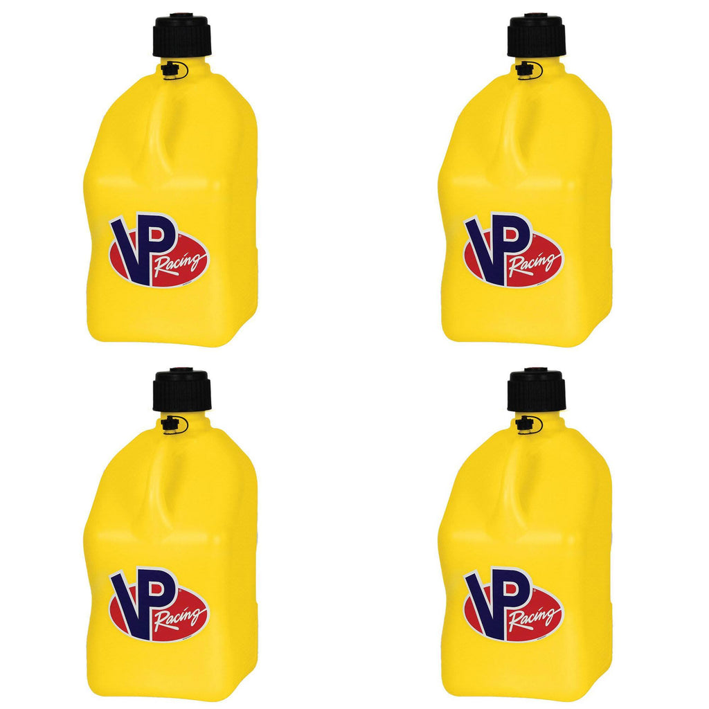 5 Gallon Racing Fuel Utility Jug Gas Can, Yellow (4 Pack) I750