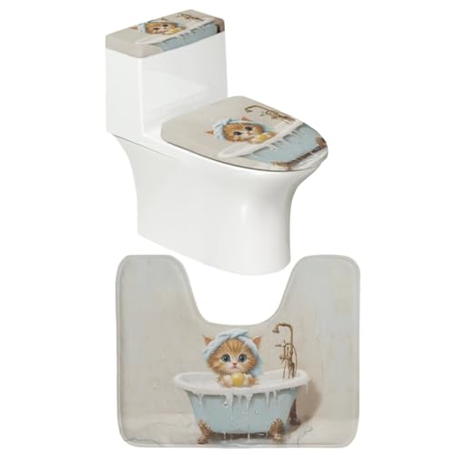 Christmas Toilet Seat Cover Set with Santa Claus Print I85572