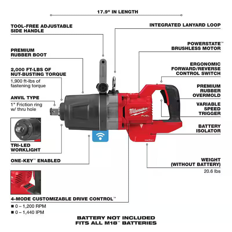 18V Lithium-Ion Brushless Cordless 1 in. Impact Wrench J1664