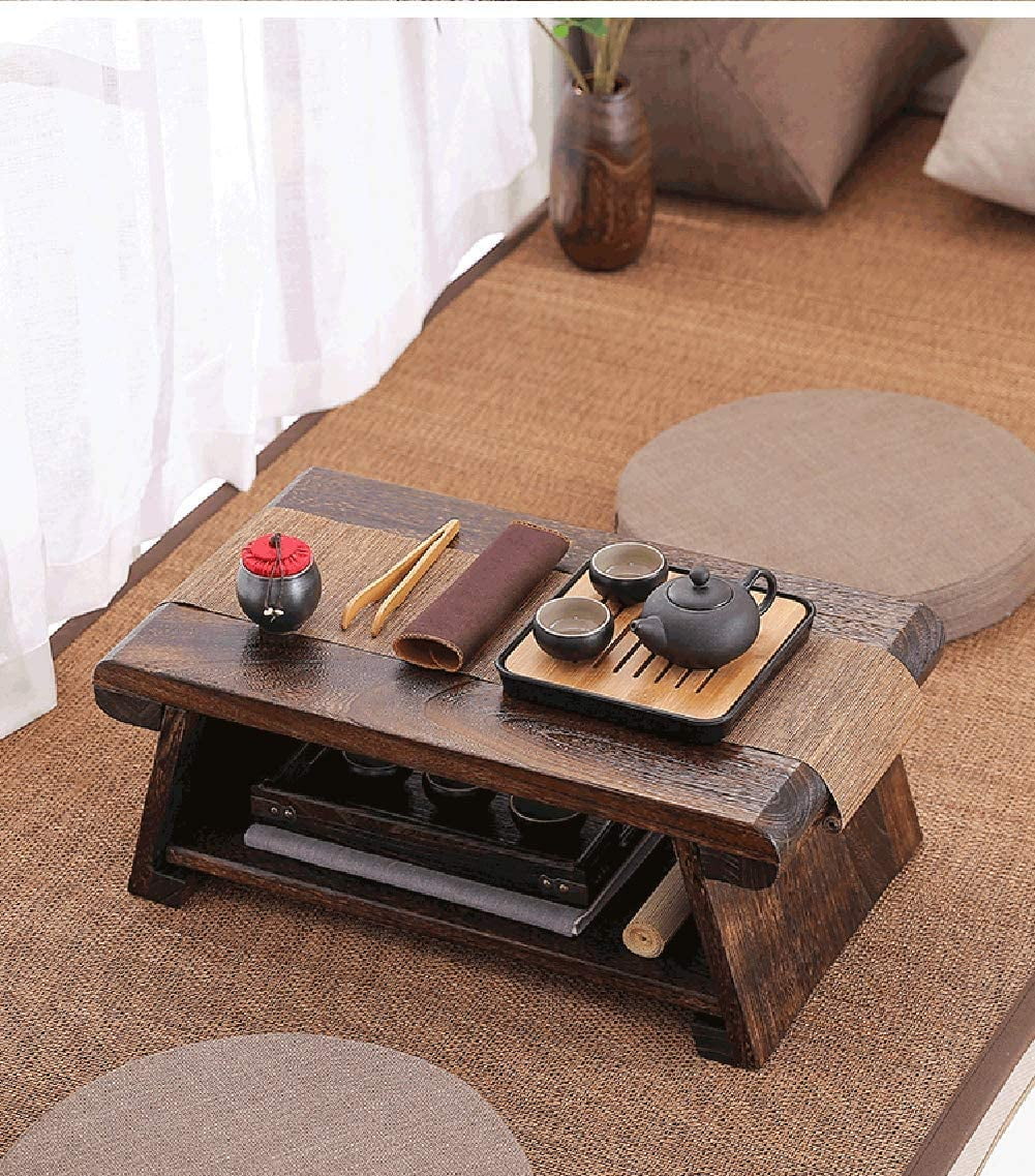 Antique Folding Legs Asian Floor Low Tea Table Wood T95559