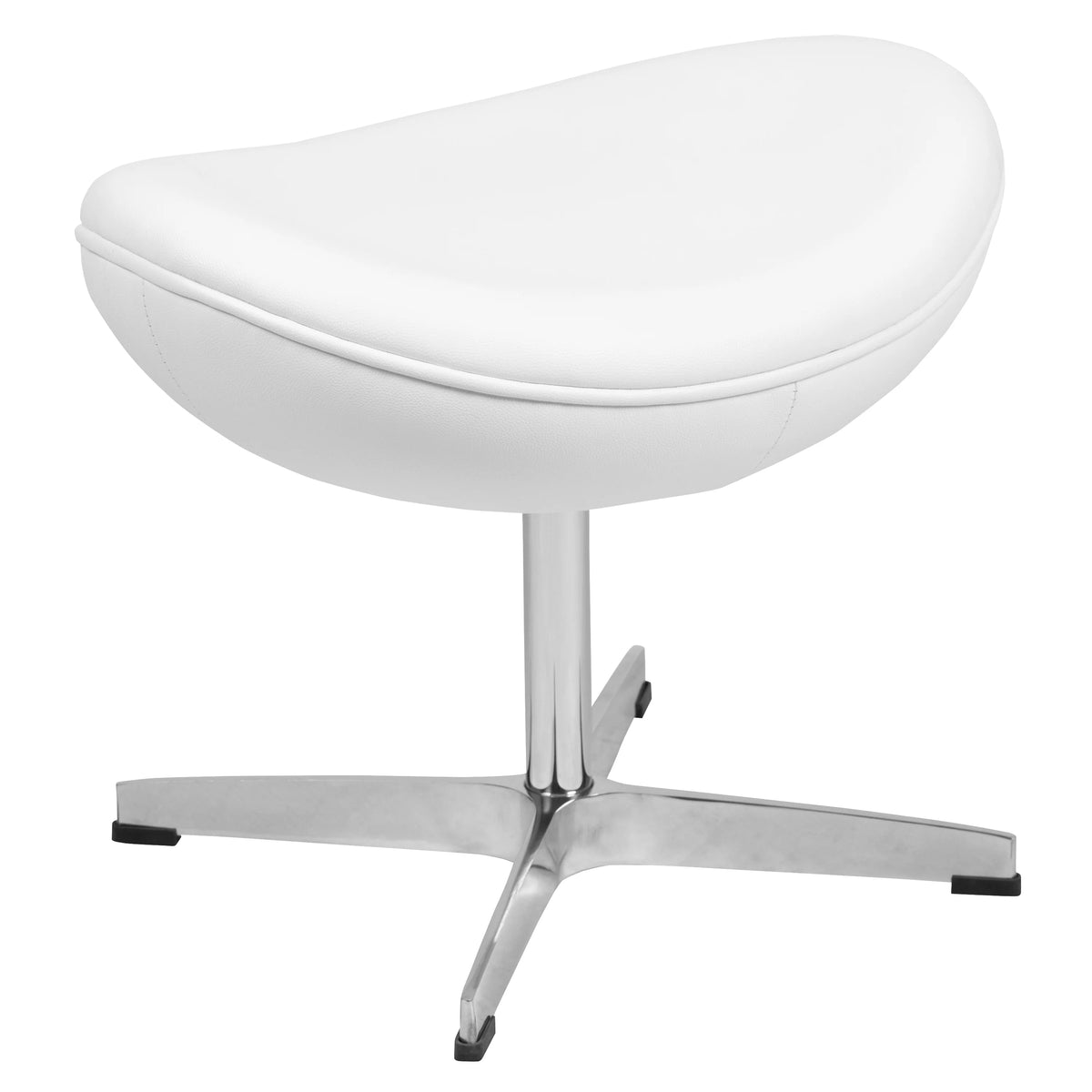 White LeatherSoft Saddle Wing Ottoman Q163866