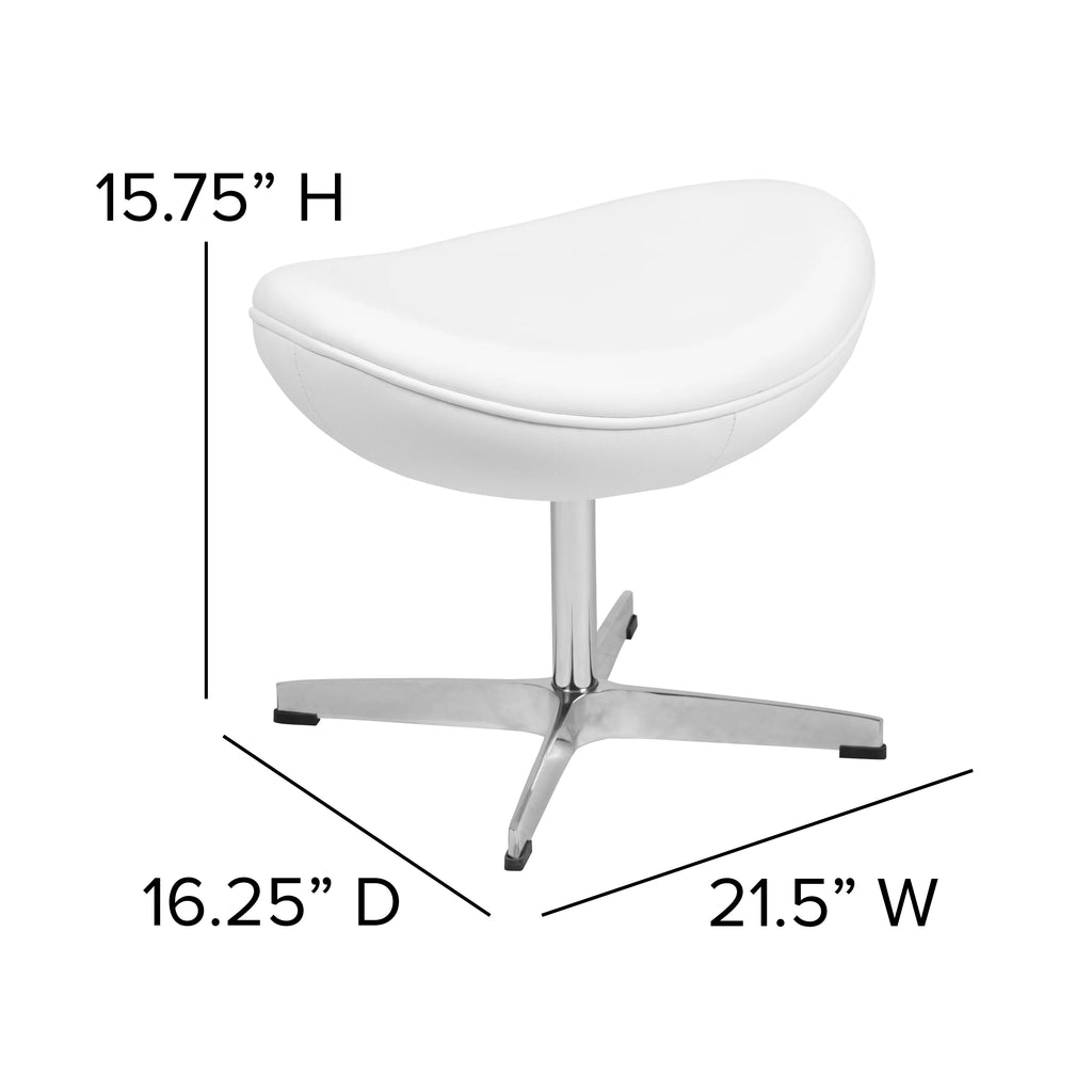 White LeatherSoft Saddle Wing Ottoman Q163866