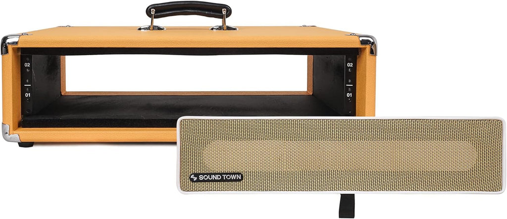 Vintage 2U Amp Rack Case with Rubber Feet, Dust Cover, Kickstand, Orange I27291