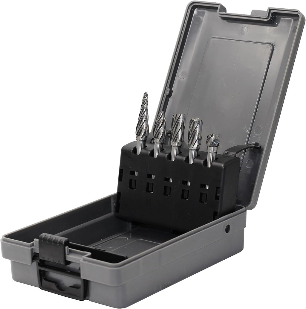 Carbide Rotary Burr Files Set, 5pcs, 1/4 Shank, Pack of 2 O96178