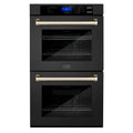 30 In. Double Wall Oven with Self Clean and True Convection in Black Stainless Steel and Gold B434788