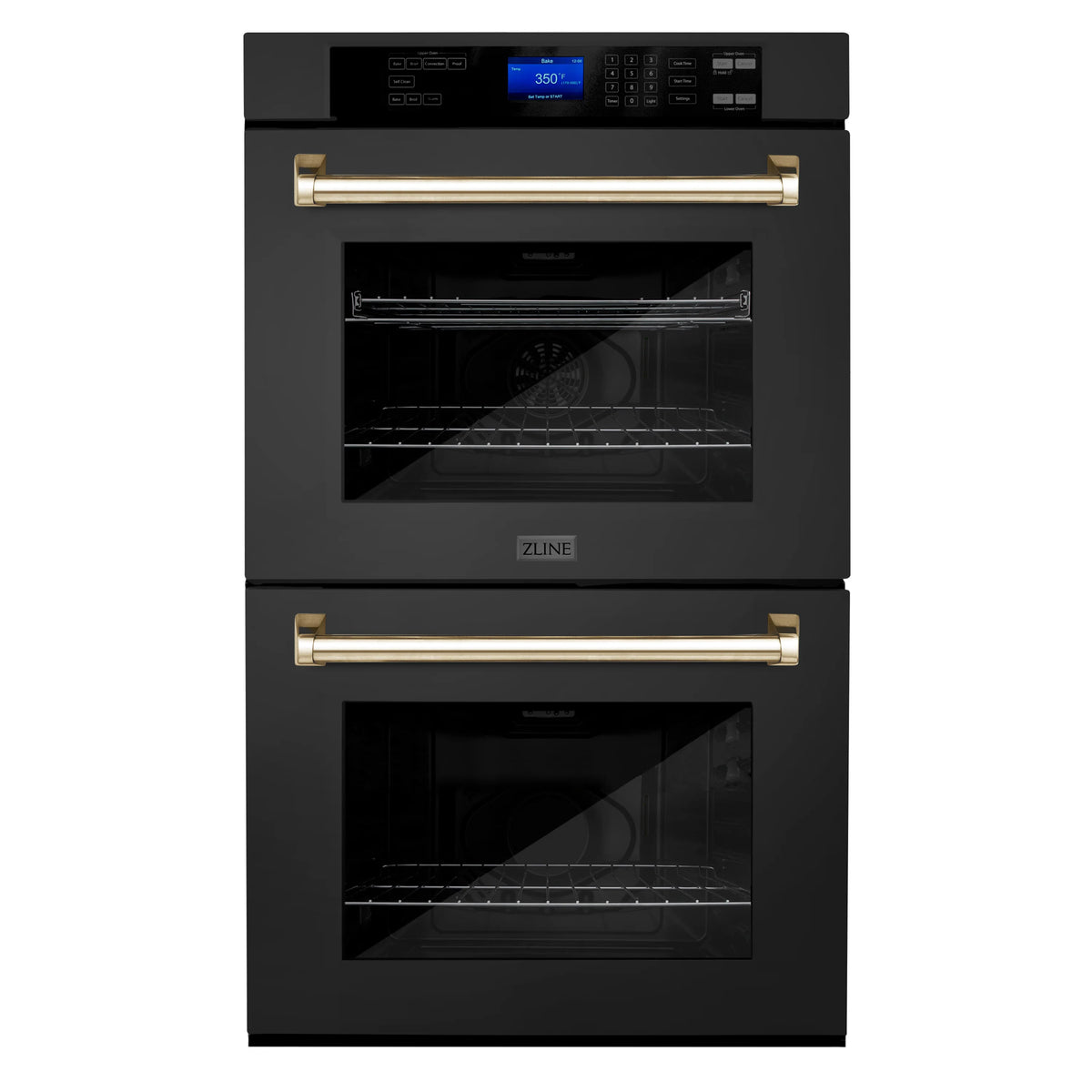 30 In. Double Wall Oven with Self Clean and True Convection in Black Stainless Steel and Gold B434788