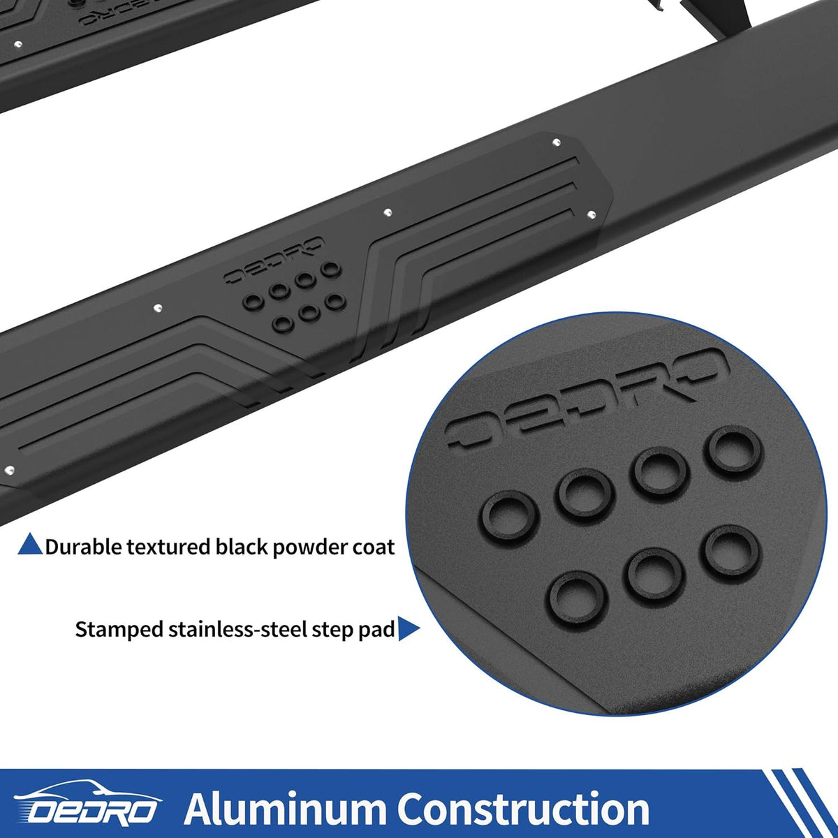 Black Textured Aluminum Side Steps Nerf Bars J85758
