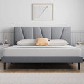 Queen Upholstered Platform Bed Frame with Headboard and Wooden Slats U298001