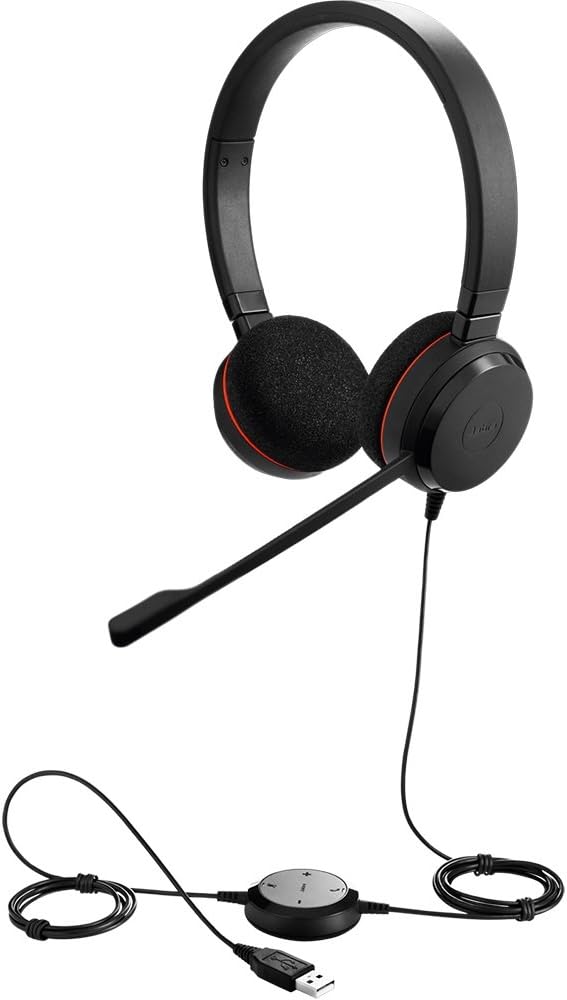 Jabra Evolve 20 UC Wired Headset, Stereo USB Connection Headphones J14802