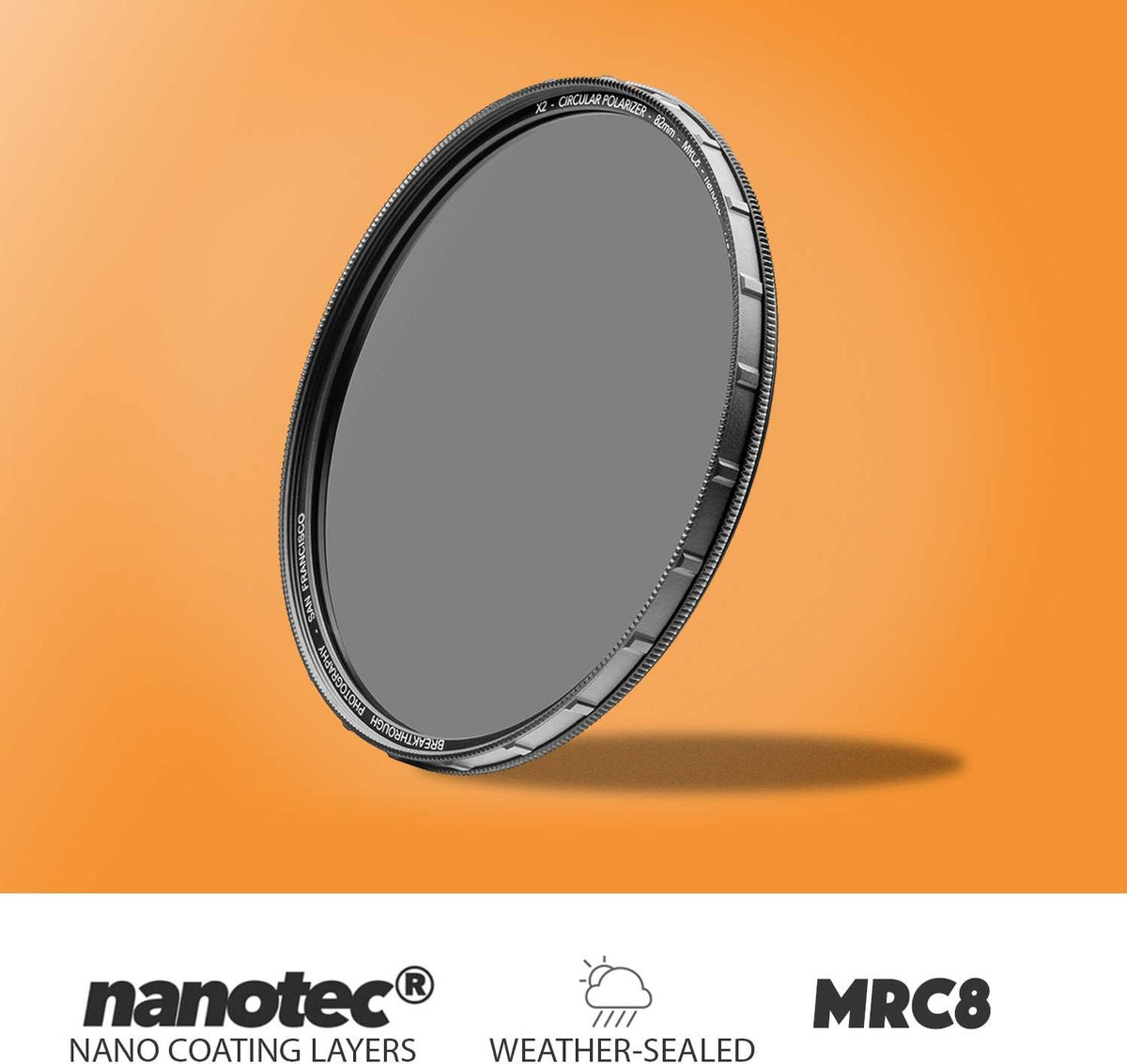77mm CPL Circular Polarizing Filter for Camera Lenses with Lens Cloth, Pack of 2 K30736