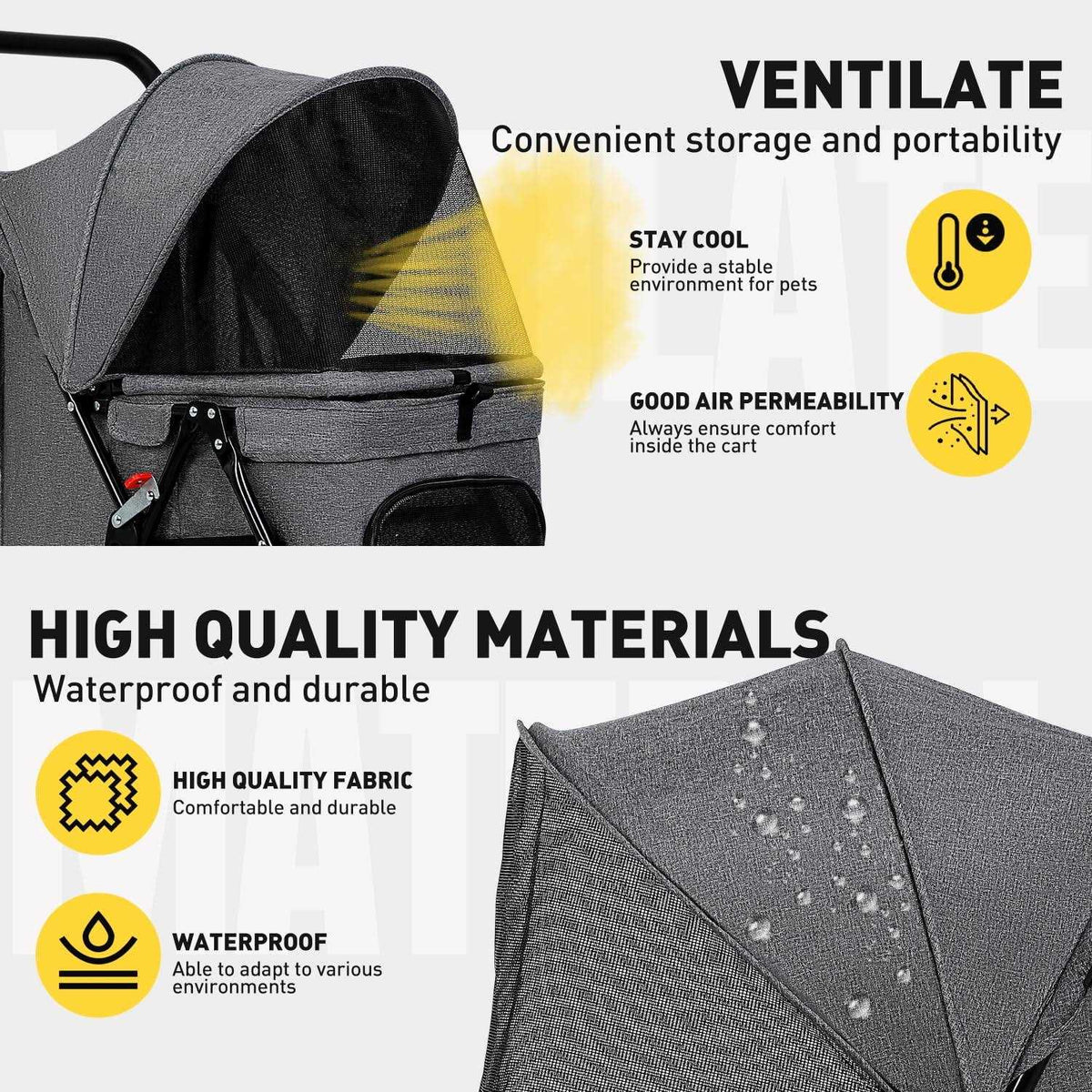 Foldable Mesh Pet Stroller K19892