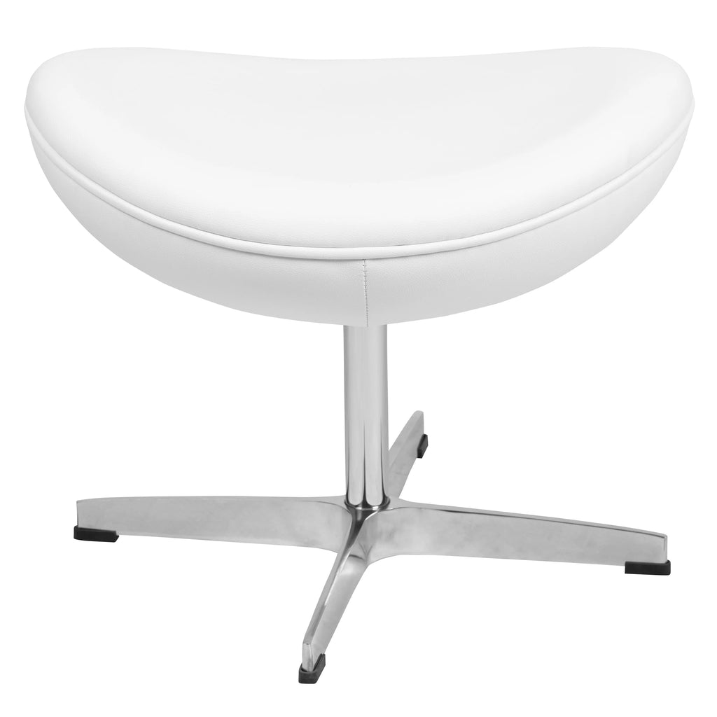 White LeatherSoft Saddle Wing Ottoman Q163866