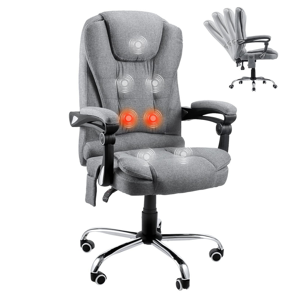 Grey Heat & Massage Reclining Office Chair W394