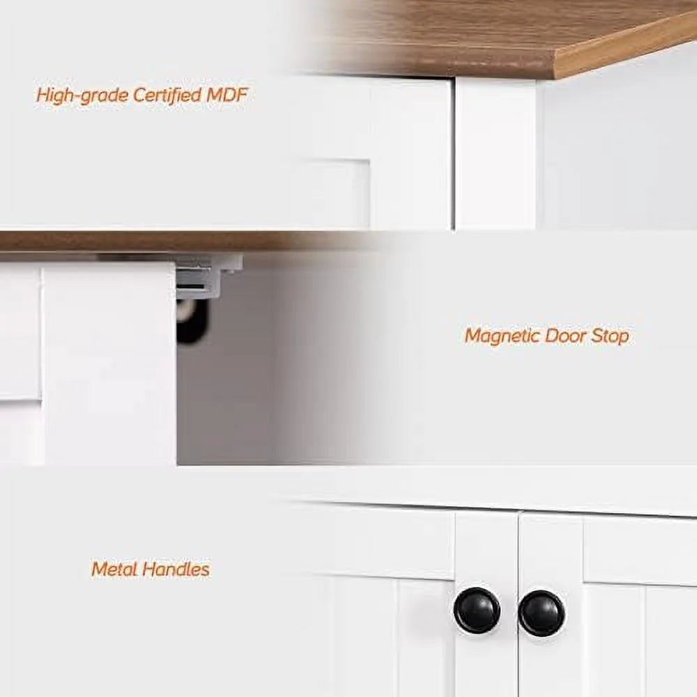 White & Oak Wooden Free Standing Cabinet with Sliding Drawer H1425