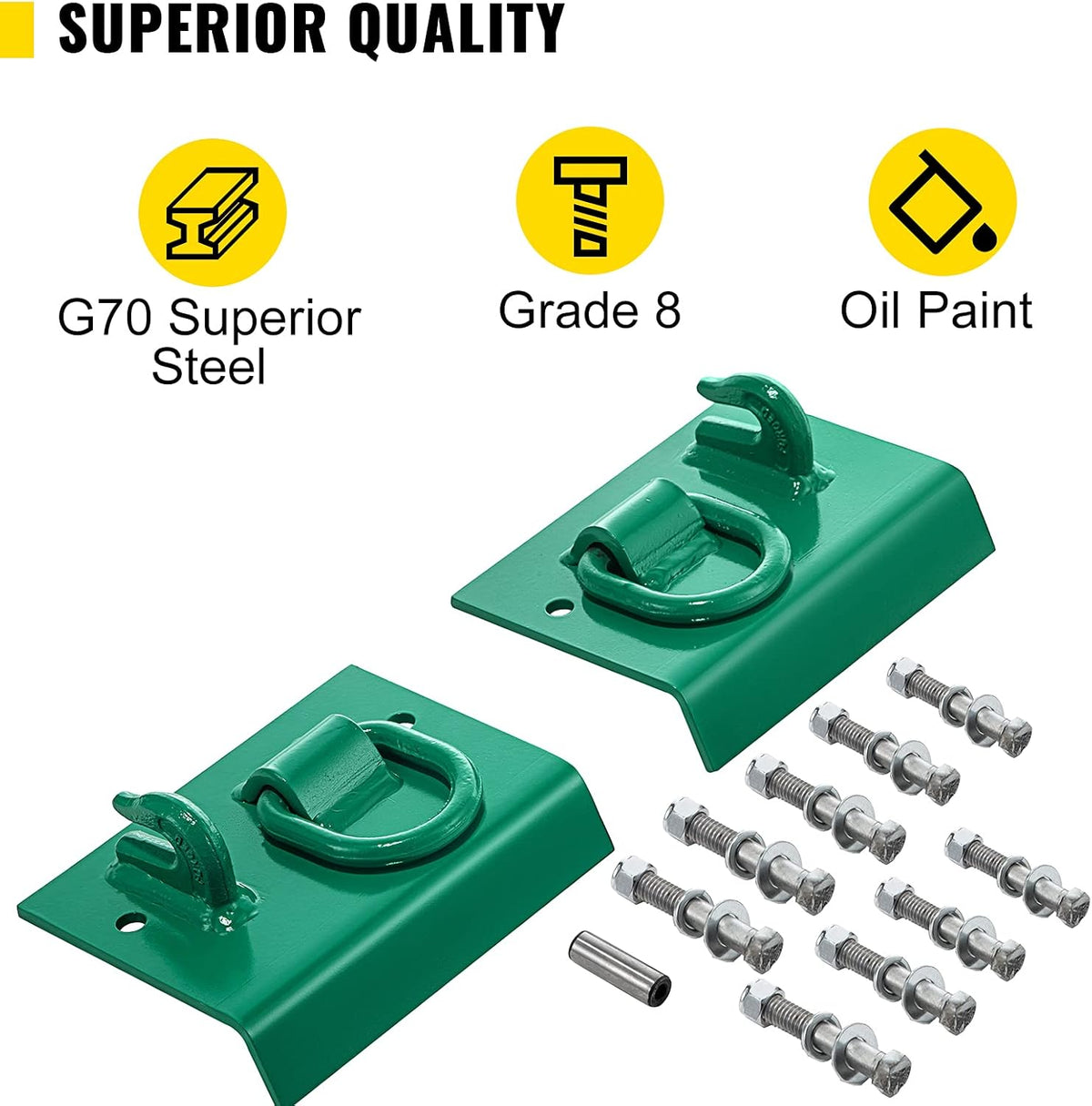 1/4" G70 Forged Bolt on Grab Hooks with 1/2" Shackles, Pack of 2 T7707