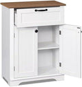 White & Oak Wooden Free Standing Cabinet with Sliding Drawer H1425