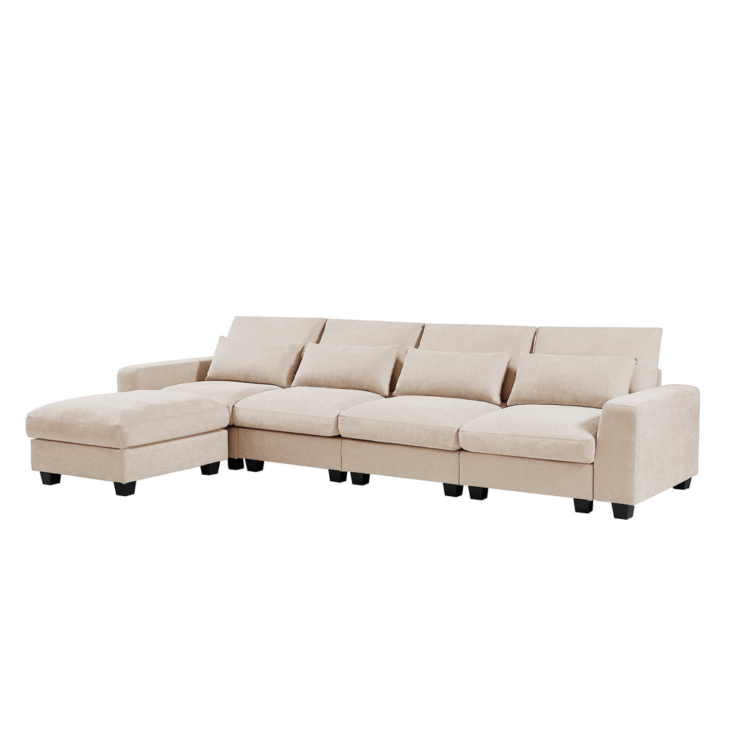 Beige 5 Seat L-Shape Sectional Sofa C580