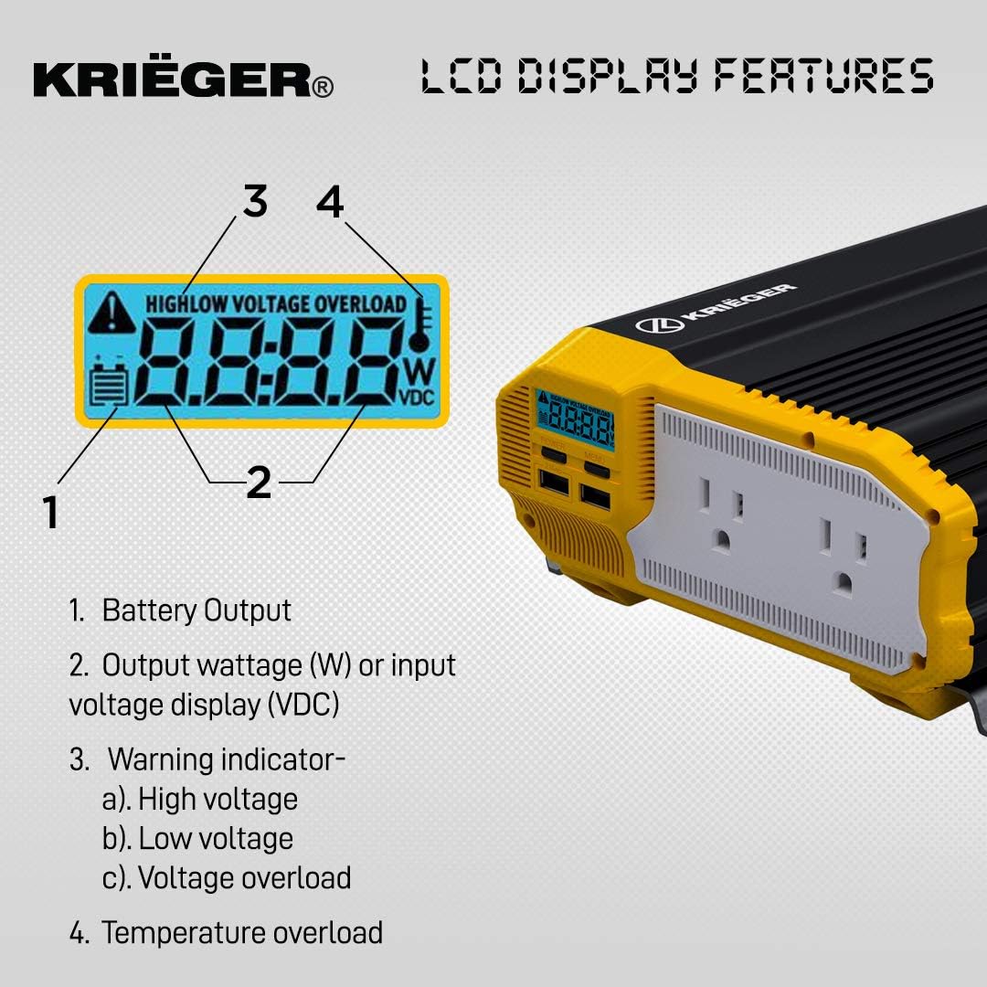 2000 Watts Power Inverter 12V to 110V Modified Sine Wave Car Inverter with Dual 110 Volt AC Outlets C85221