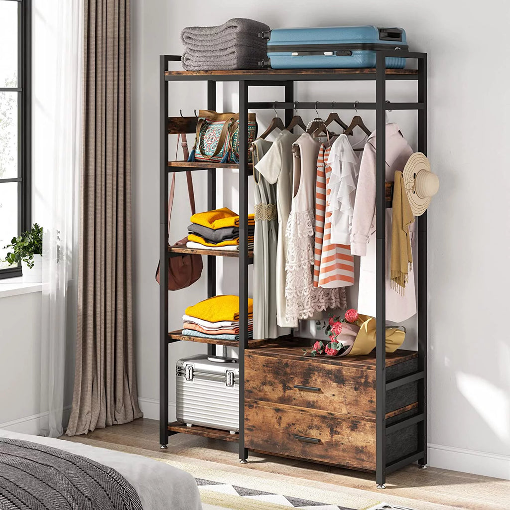 Freestanding Closet Organizer with Drawers and Shelves C570565