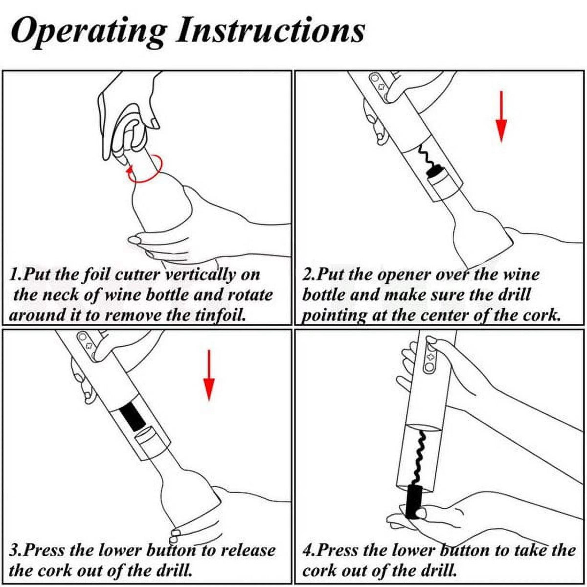 Electric Wine Opener with Stainless Steel Spring and Teflon Drill S95802