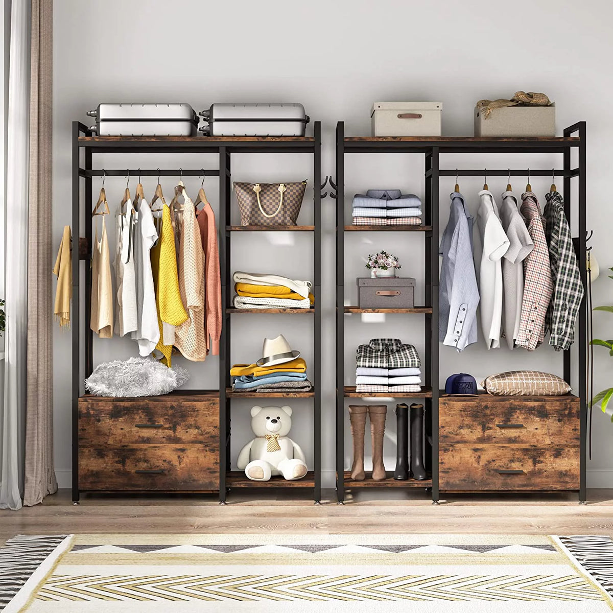 Freestanding Closet Organizer with Drawers and Shelves C570565