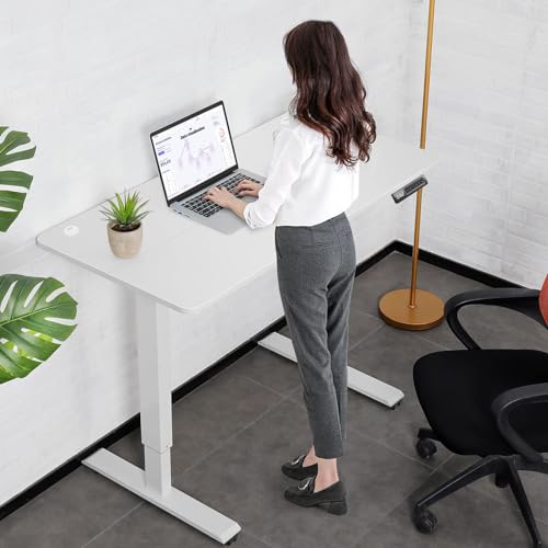 Black Adjustable Electric Standing Desk with Wheels F24611