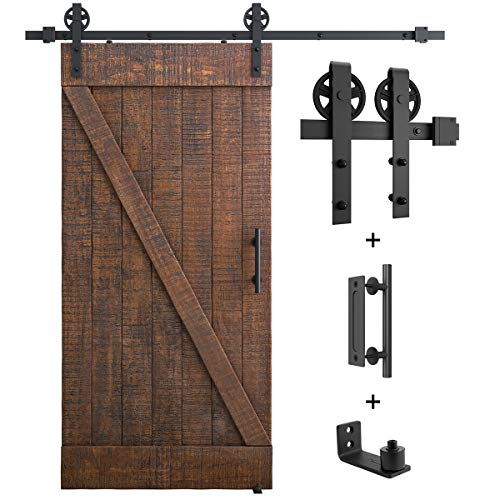 6.6ft Heavy Duty Sliding Barn Door Hardware Kit, Black P136