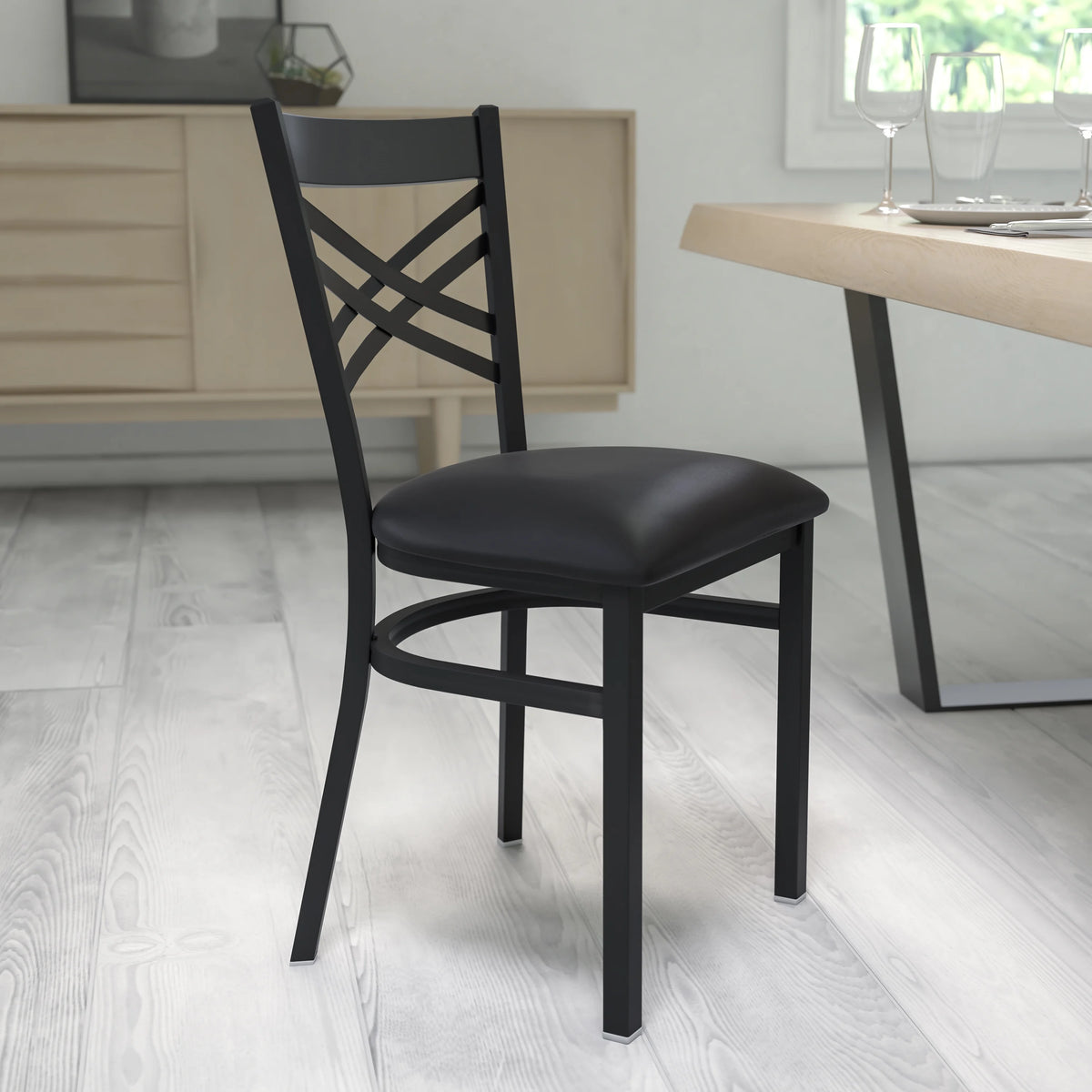 Black Vinyl Seat Metal Restaurant Chair K179