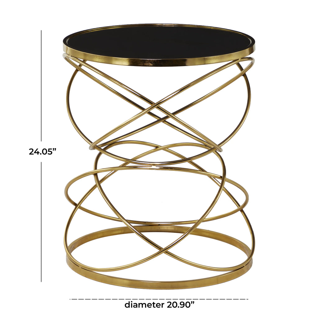 20" x 24" Black Marble Accent Table with Spiral Base M9308