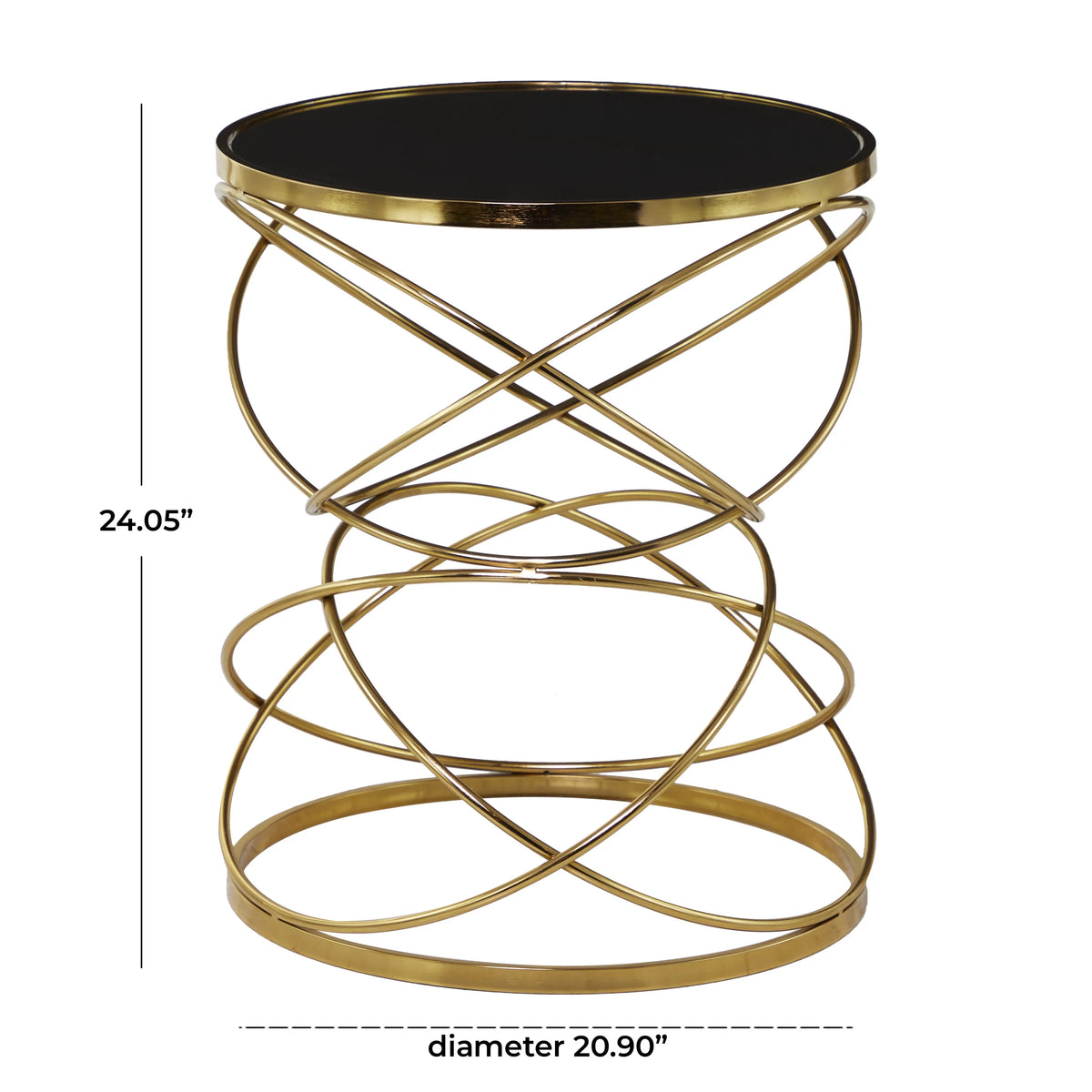 20" x 24" Black Marble Accent Table with Spiral Base M9308