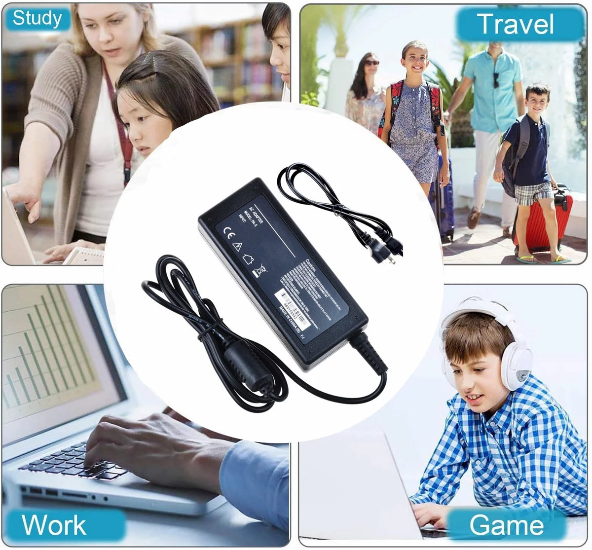 Compatible AC Adapter Replacement DC Power Supply Cord Charger PSU U846