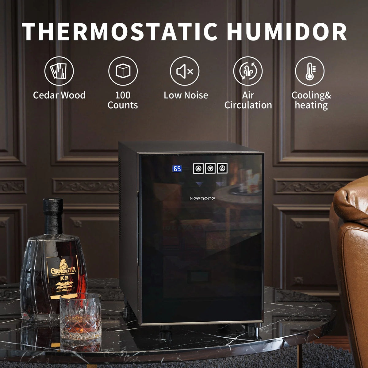 16L Electric Cigar Humidor with Spanish Cedar Shelves K5709