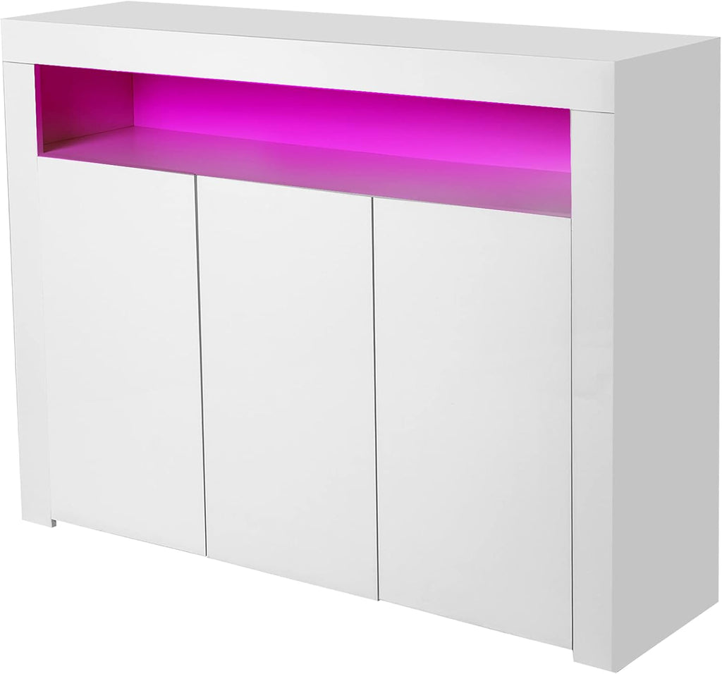 White 51.2 L × 13.8 W × 38.2 H Sideboard with Led Lights K686