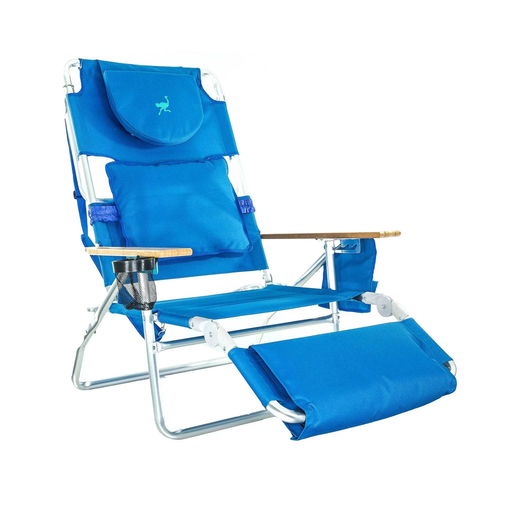 Lightweight Outdoor Beach Lounge Chair with Footrest, Blue V523259