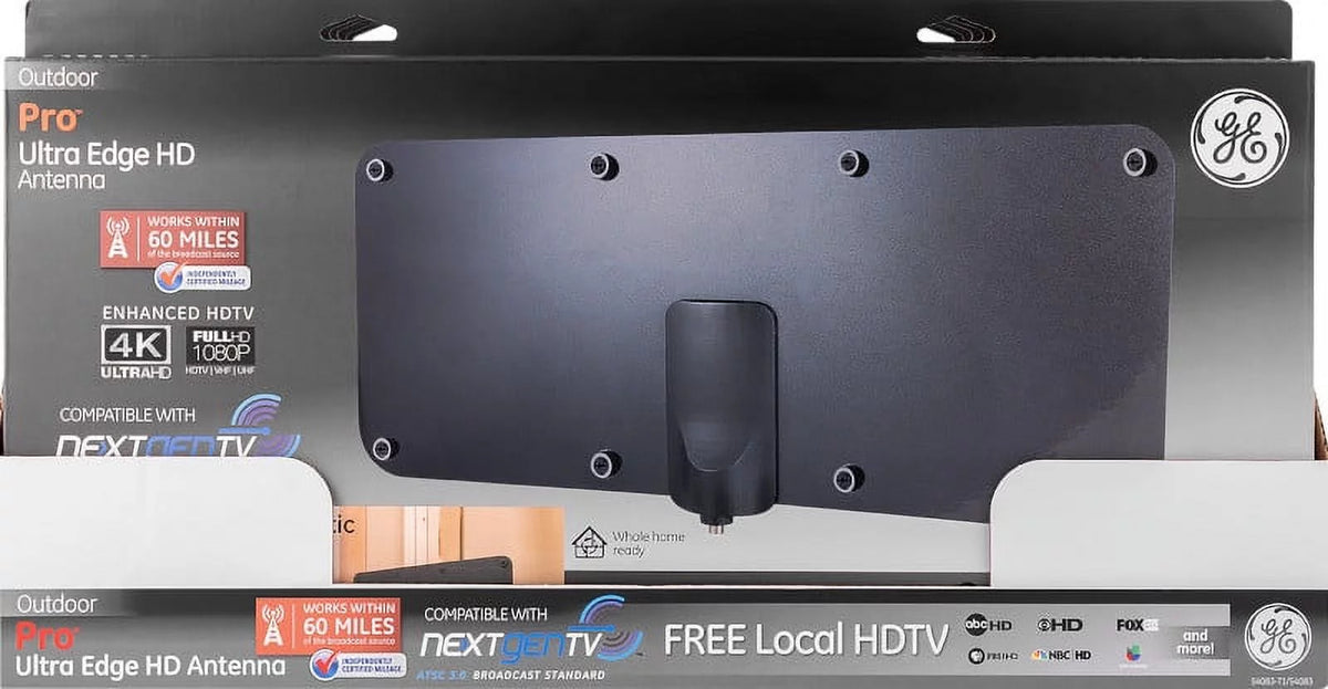 Outdoor HDTV Antenna, 60-mile Range, VHF UHF 1080P 4K, Black L49531