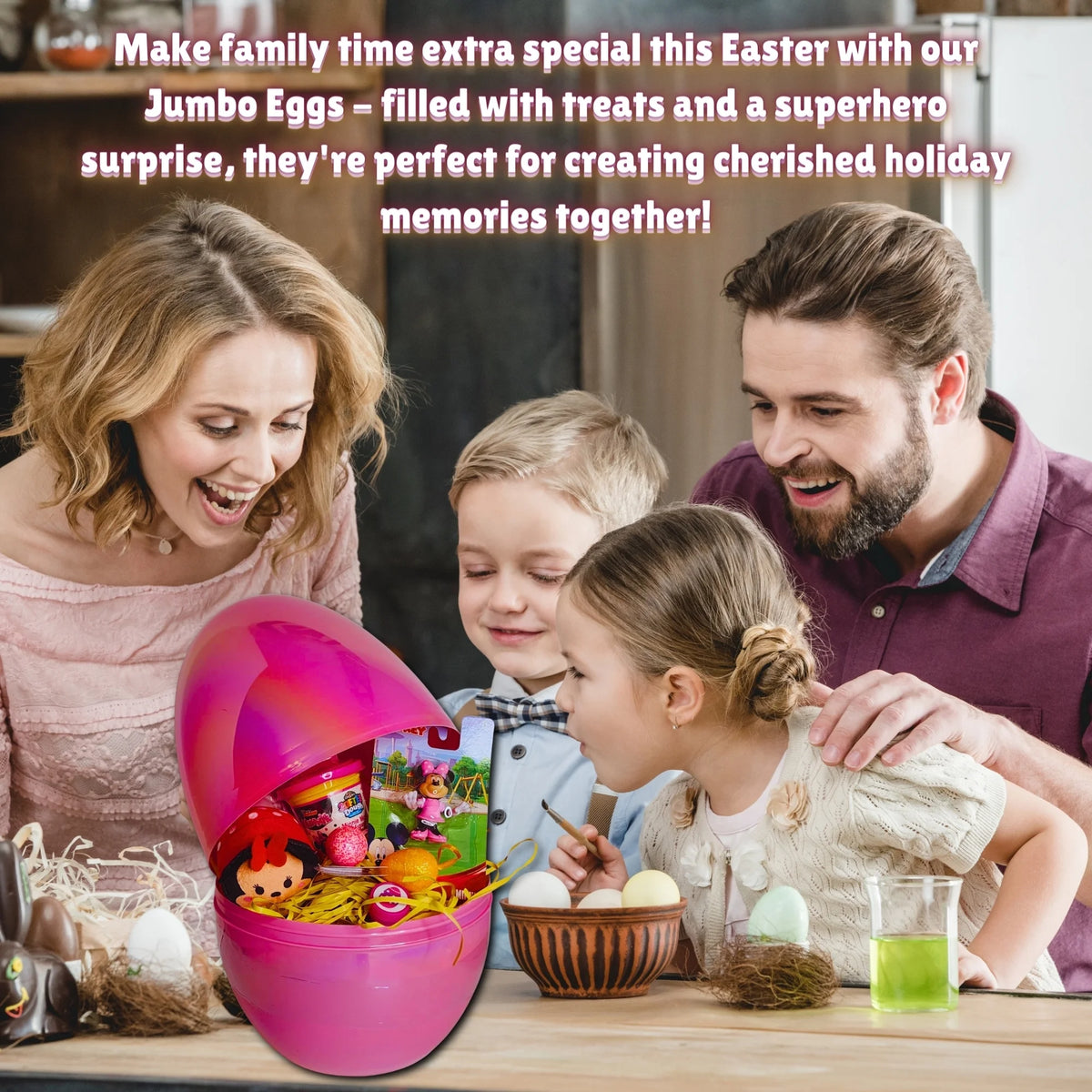 Pre-Filled Easter Basket with Plush Toy Candy and Reusable Egg Container E994