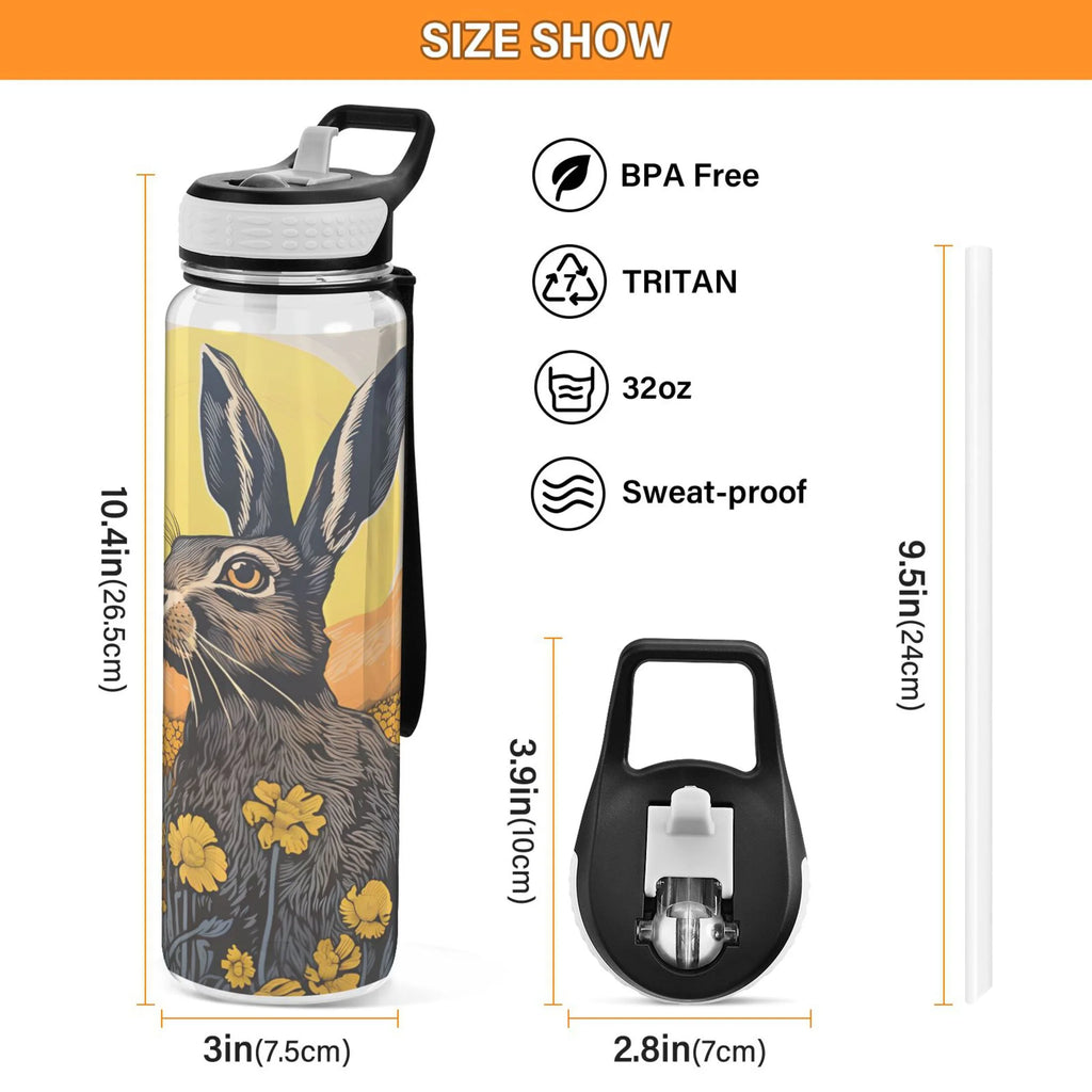 32oz Tritan Leakproof Water Bottle with Straw Y2134