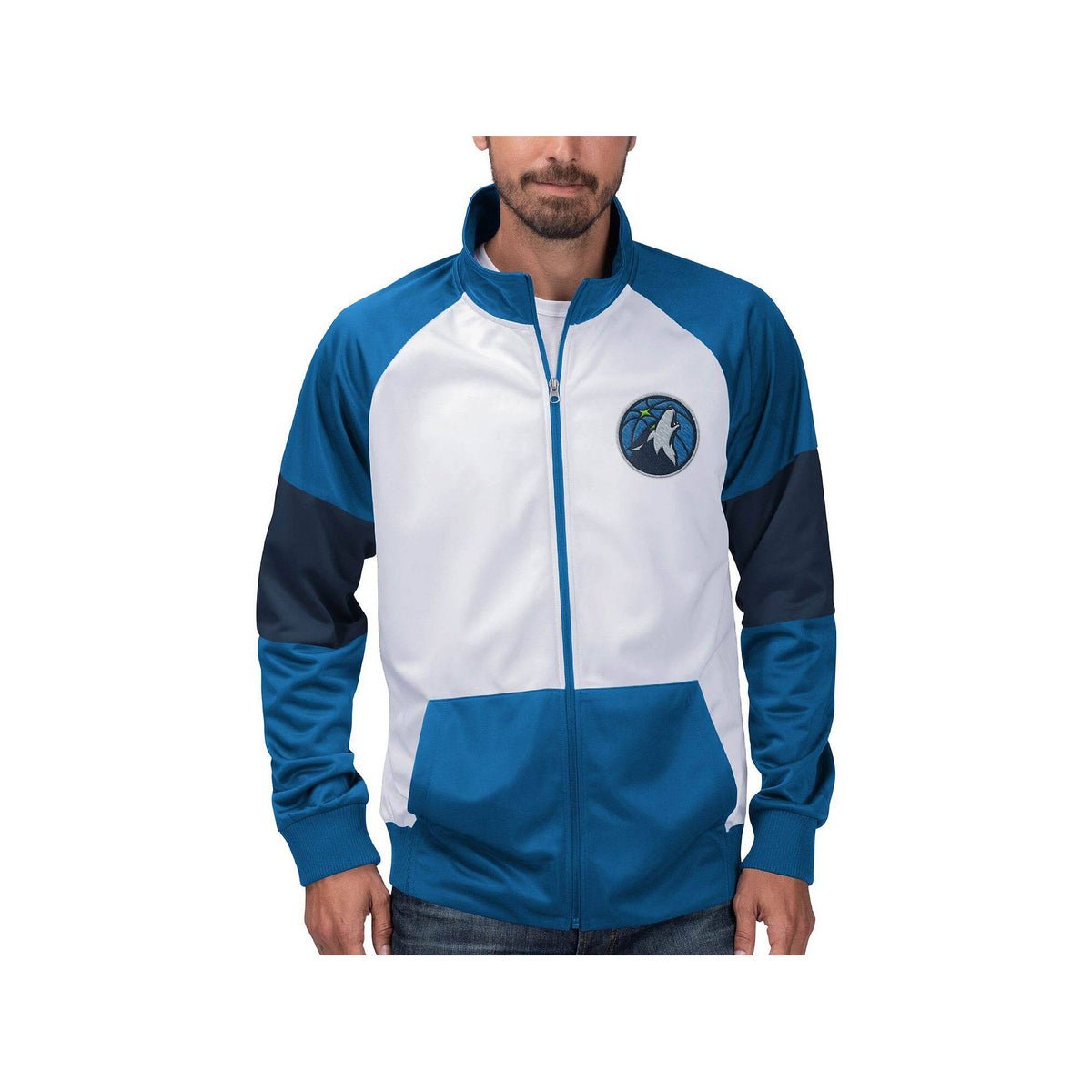 Blue/White Colorblock Raglan Full-Zip Track Jacket Size: Extra Large V898977